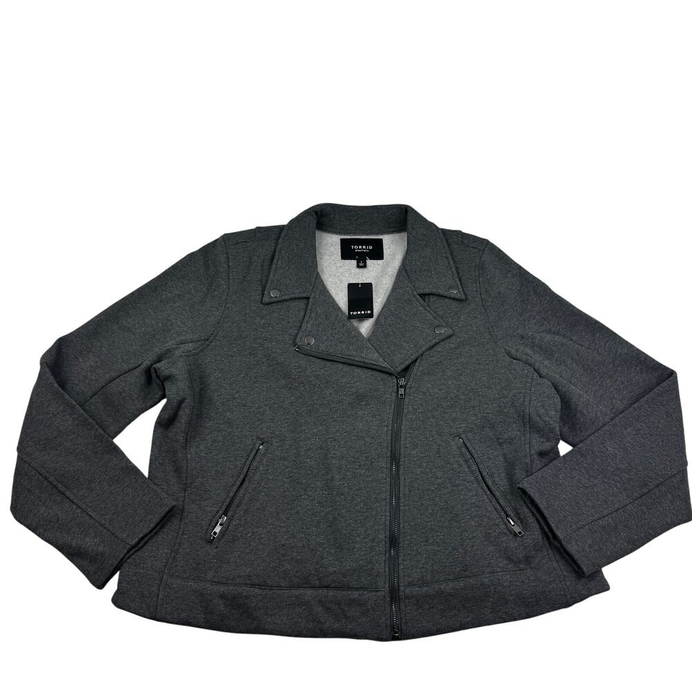 Torrid Chic Gray Soft Comfy Fleece Moto Jacket Women's Size 2 (2X 18-20)